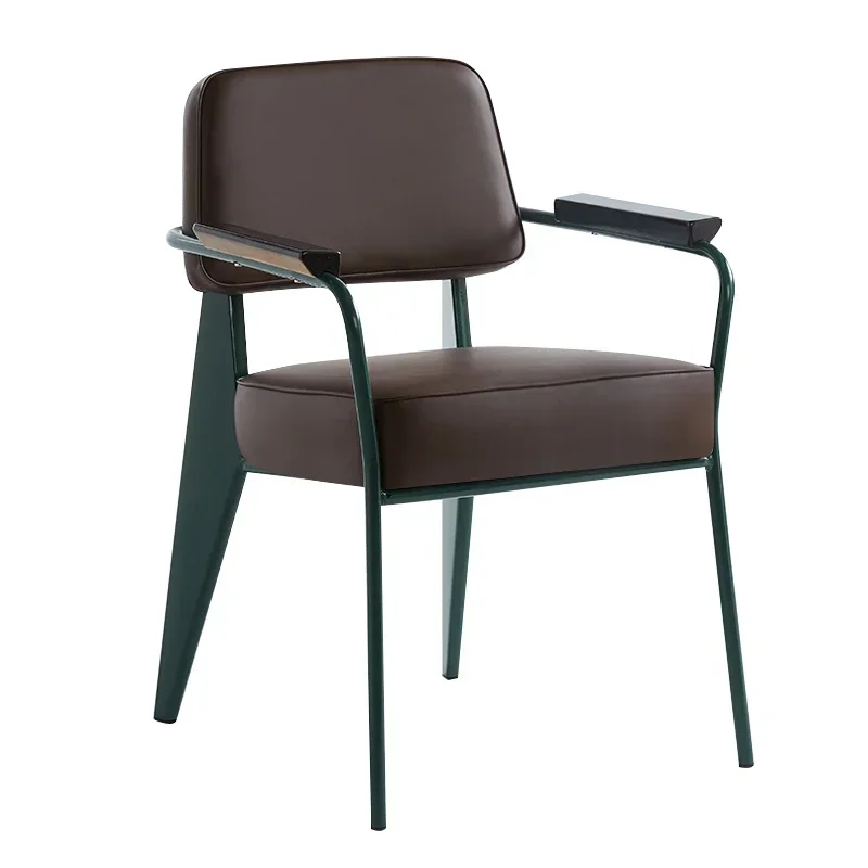 

Dining Chair Retro Simple Nordic Iron Leisure Chair Metal Designer Creative Coffee Shop Chair with Armrest Backrest Furniture
