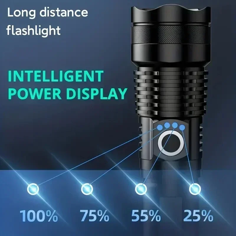 Description Picture 5 of item10000LM 30W Portable LED Flashlights USB Rechargeable Light High Power Tactical Modes Torch Waterproof Outdoor Camping Emergency