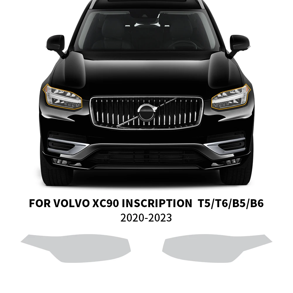 

Автомобильная фара с защитой от царапин для Volvo XC90, надпись T5/T6/B5/B6 2020-23, Передняя прозрачная ТПУ предварительно отрезанная защитная пленка ppf