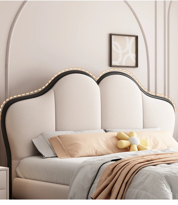 master bedroom 1.8 meters double bed, girls bedroom cream wind, skin-friendly velvet Internet celebrity butterfly bed