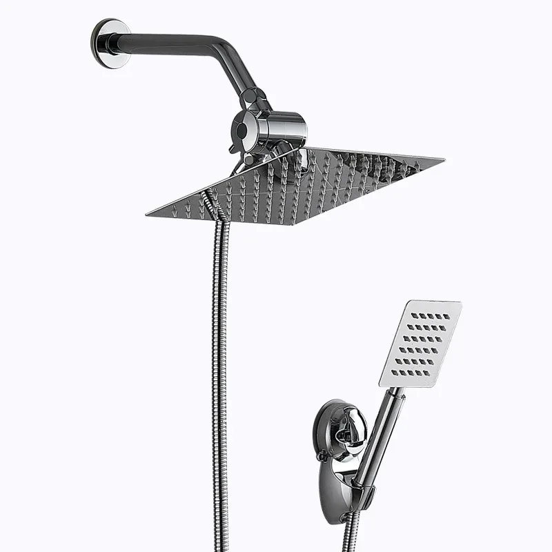 Shower Set Three-function 8-inch Nozzle Square 304 Stainless Steel Rain Shower Pressure Set 5-piece