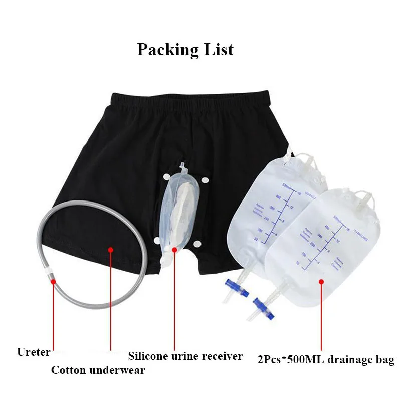 1 pz Silicone lavabile sacchetto di urina maschile mutande a letto  incontinenza anziani anziani imbuto di urina porta pipì collettore