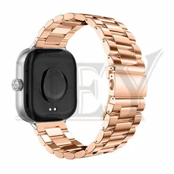 Stainless Steel Smartwatch Band - Elegant Link Bracelet Strap for Redmi watch 4 (Rose gold 02)