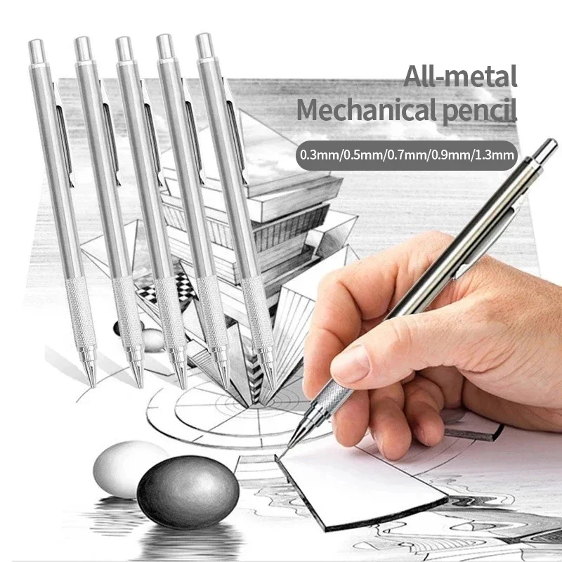 기계식 펜슬 세트, 0.3mm, 0.5mm, 0.7mm, 0.9mm, 1.3mm, 아트 드로잉, 그림 쓰기, 리드 포함, 자동 사무용품