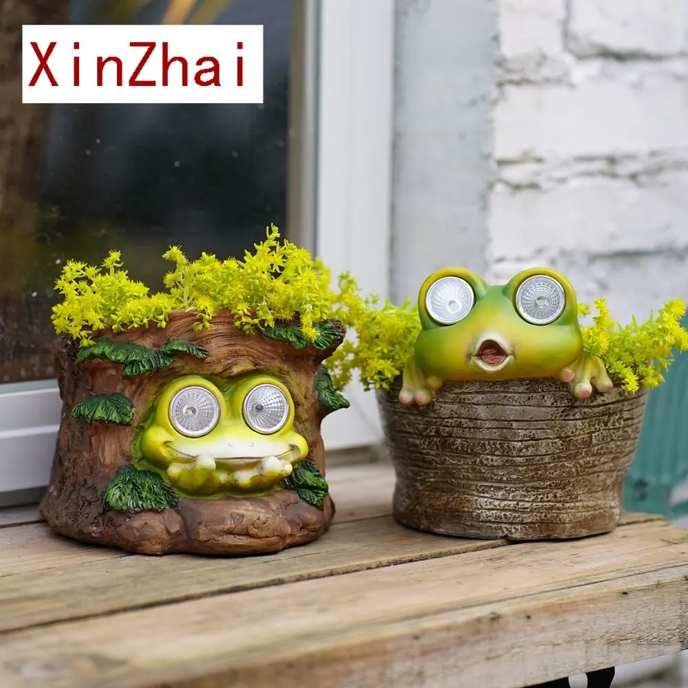 

Vilead Resin Frog Scuplture Flowerpot Sloar LED Garden Outdoor Decoration Yard Patio Ornament Waterproof Courtyard Figurines