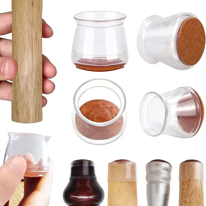 4/8/16Pcs Chair Leg Floor Protectors Silicone Chair Leg Protectors Caps Covers Furniture Pads Sliders with Wrapped Felt Bottom