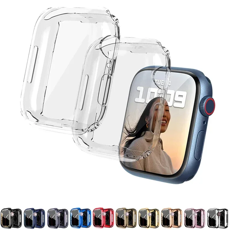 360 Full Soft Clear TPU Screen Protector Case for Apple Watch Series 44MM 46MM 42MM 45MM Transparent Cover for IWatch10/9/8/7/SE apple watch screen protector case apple watch screen protector watch screen protector case watch cover watch protective case watch case watch protective cover apple watch case tpu protective case watch screen protector