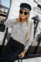 Dot Print Long-sleeve V-neck Casual Shirt 5