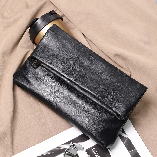 New Fashion Folding Handbags Men's Clutches Bags Business Casual Hand Bags  Soft PU Leather Trendy Luxury Desinger Clutch For Men - AliExpress