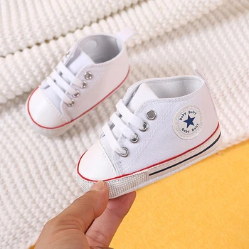 0-18 Months Baby Canvas Classic Sports Shoes Newborn Boys and Girls Printed Star First Walkers Shoes Infant Anti slip Baby Shoes 1