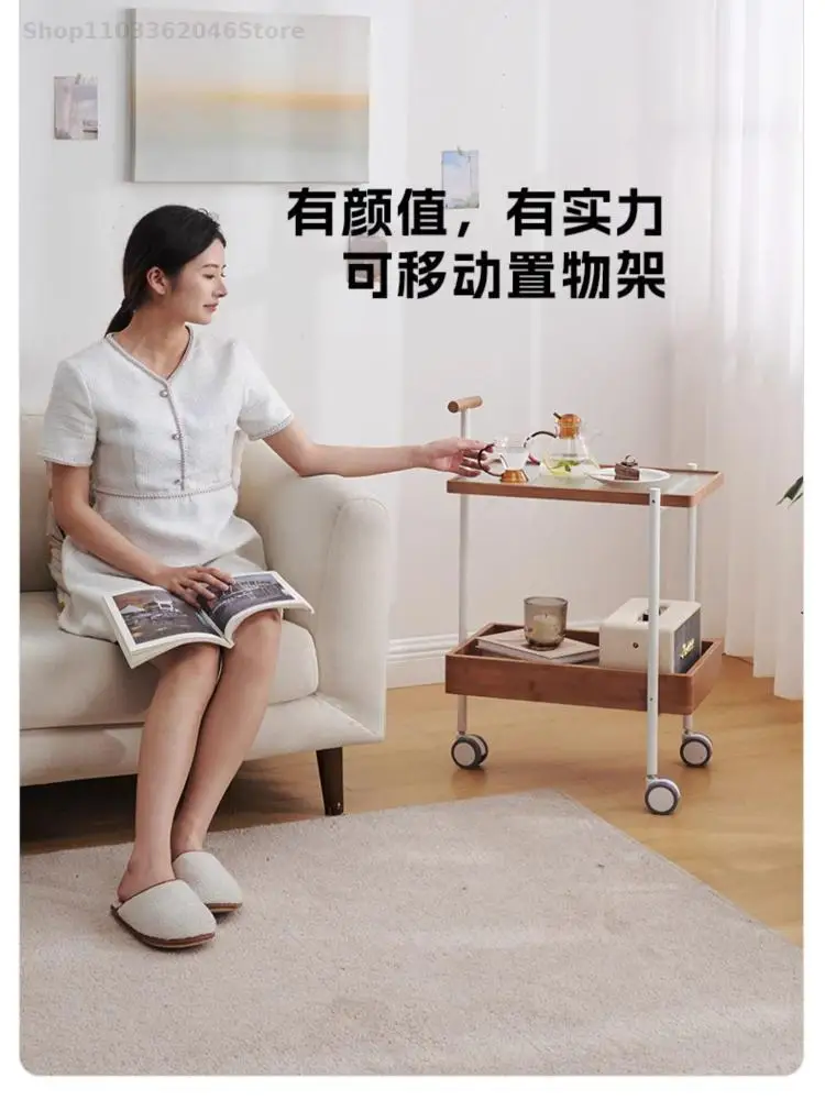 Mobile Side Table Living Room Sofa Coffee Table Simple Bedroom Bedside Cart Small Apartment Side Movable Cart