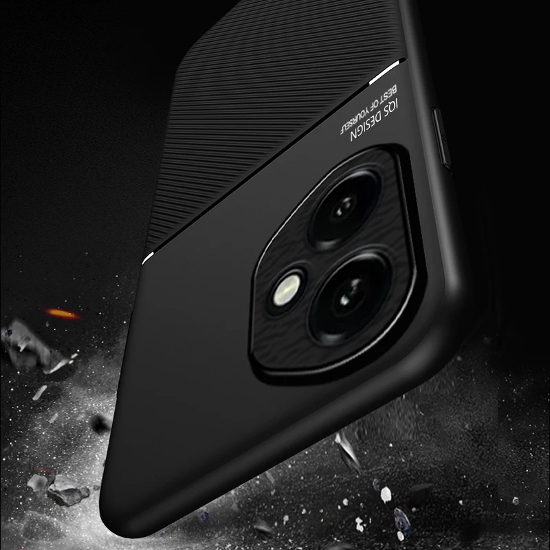 Moire Leather TPU Frame Bumper Case with Built-in Car Magnetic Back Cover