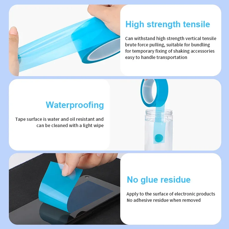 PET Blue Fixed Refrigerator Tape Traceless Air Conditioner Fax Machine Printer Parts Fixed Installation Adhesive Tape 5
