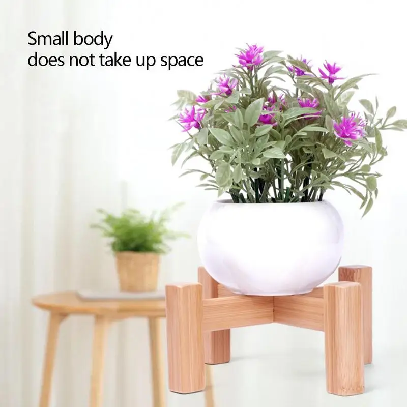 Wooden Four-legged Flower Stand Bonsai Stand Home Tray Pot Bamboo Display Shelf Holder Plant Decor