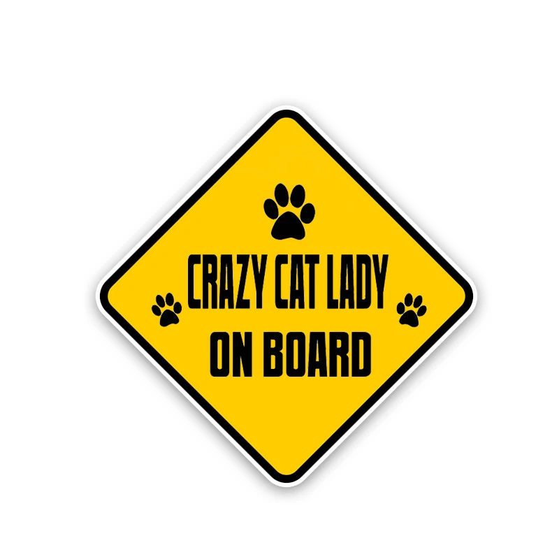 

CRAZY CAT LADY ON BOARD Car Sticker Cute Cat Print PVC Decal Auto Molding Decoration 15.8x15.8cm