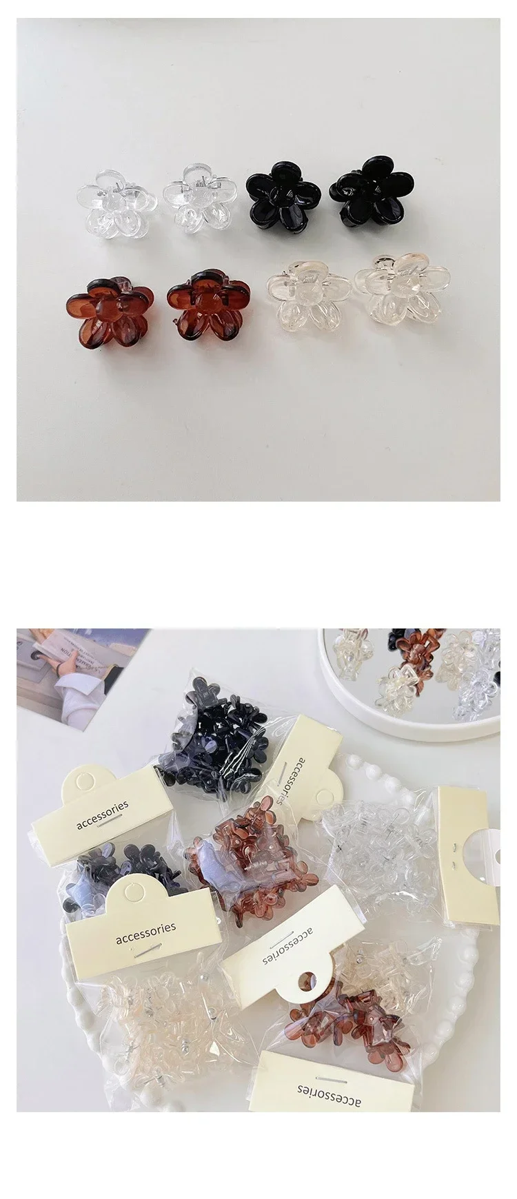 Description Picture 6 of item10Pcs/Bag Flower Mini Hair Claws Colorful Crabs Hair Clips for Girls Baby Sweet Hairpins Hair Accessories Barrettes Gifts Coffee