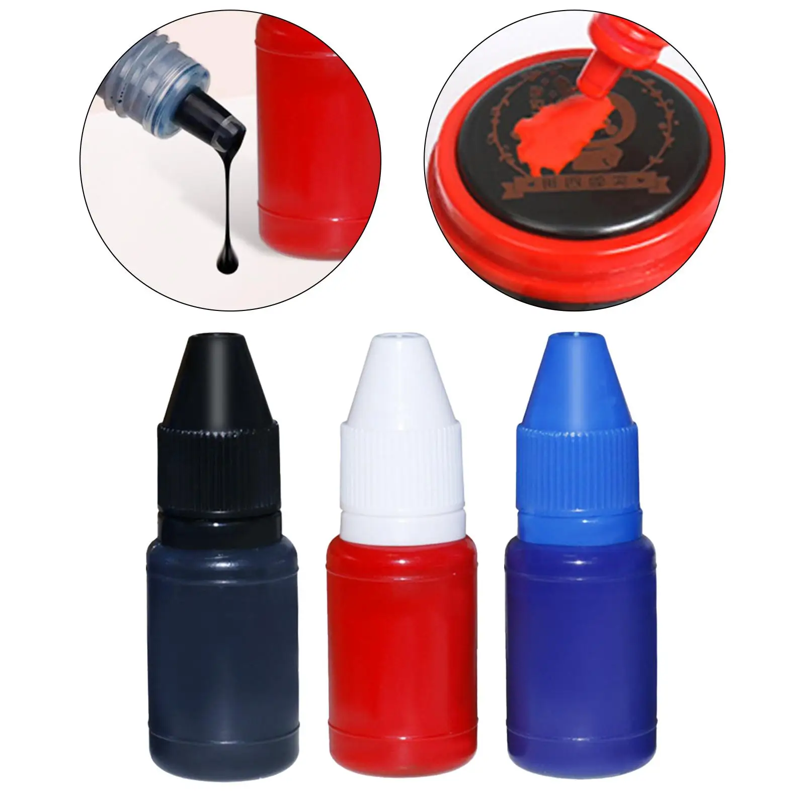 3Pcs 10ml Flash Refill Ink Color Inking Stamp Oil for Paper Making Seal Rolling Stamp Accessories Stamping Machine
