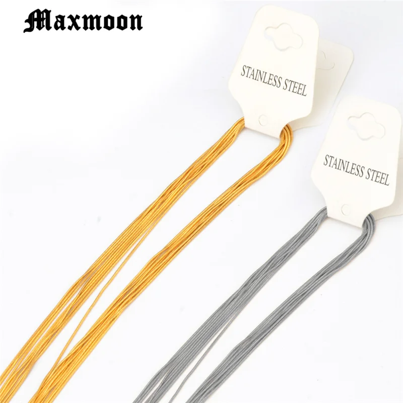 

Цепочка Maxmoon из нержавеющей стали 316L, ожерелье золотистого/стального цвета для подвесок с застежкой-карабином, 10 шт./партия