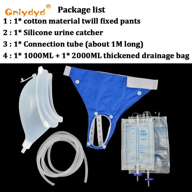 Removable Leakproof Urinal Collector with 1000/2000Ml Drainage Bag Hypoallergenic for Incontinence Care for Bedridden Adults
