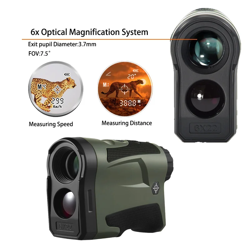 

Laser Rangefinder 1000m 1500m Range Monocular 6X Magnification Distance Angle Speed Scan Multi Functional for Hunting Shooting