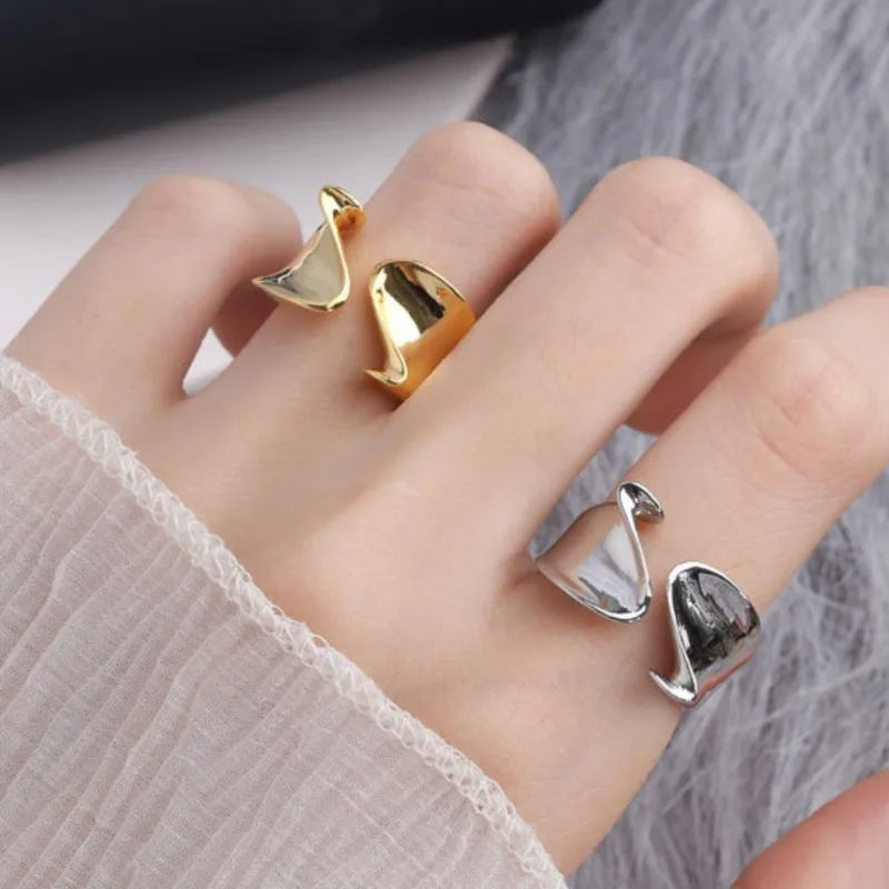 Silver Color Exaggerated Irregular Ring for Women Men Simple Fashion Adjustable Rings Party Jewelry