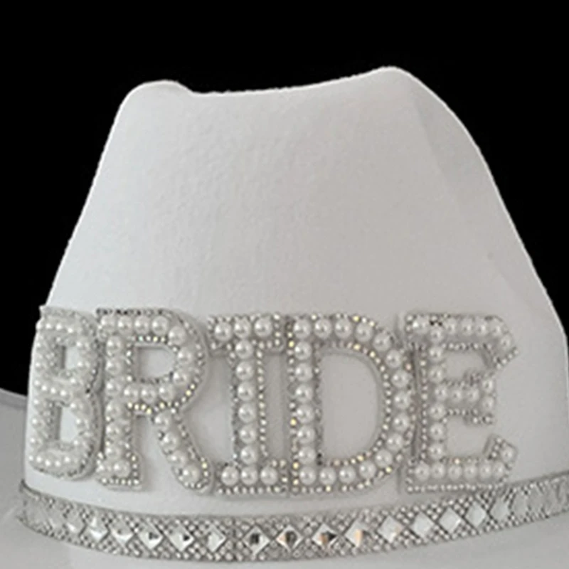 Bride Letter Cowgirl Hat Novelty Large Brim Hat Summer Beach Hat Cowgirl Hat DXAA 2