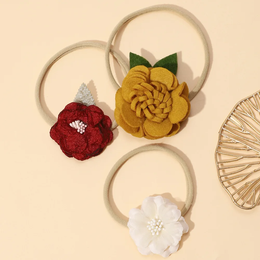 

European and American New Children's Headgear Baby Cute Flower Fine Hair Band Elastic Nylon Baby Headband Baby Accessories