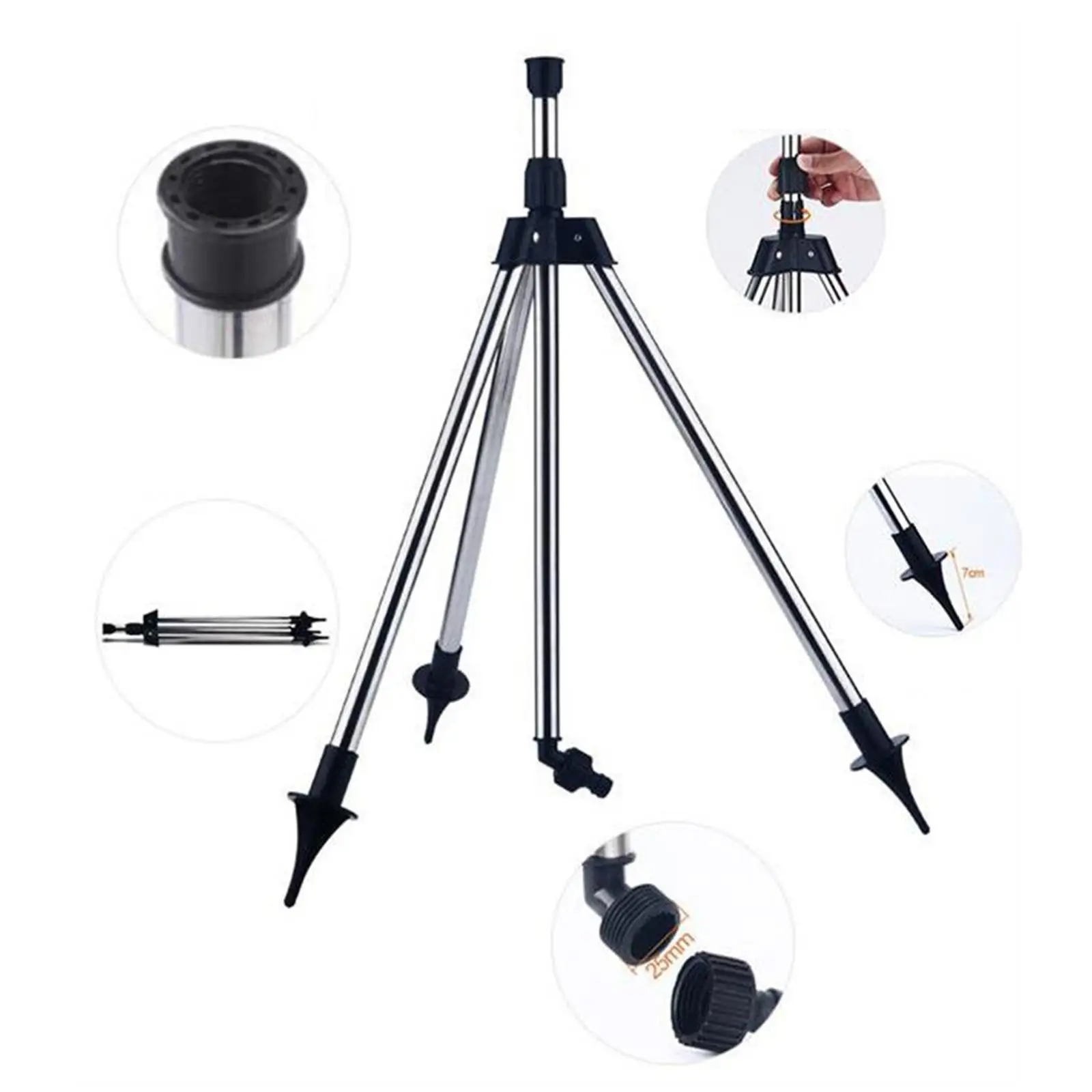 Irrigation Sprinkler Stand Heavy Duty 360 Degree Coverage Adjustable Impact Sprinkler Tripod Base for Public Green Space Garden