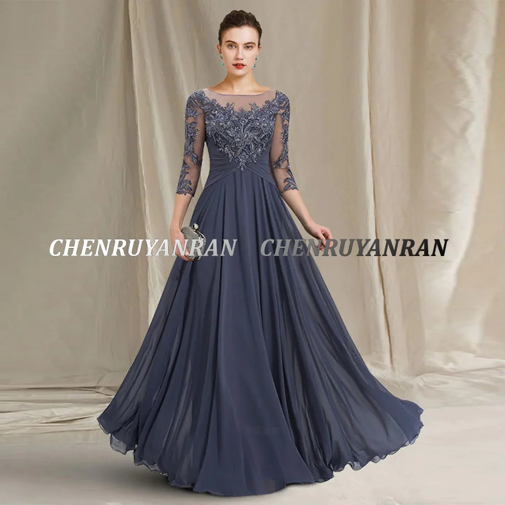 Mother bride dresses women party dresses Chiffon Mother of the Bride Dresses Lace Applique A-Line Wedding Guest Gowns Beaded Elegant Dress Women for Wedding Party