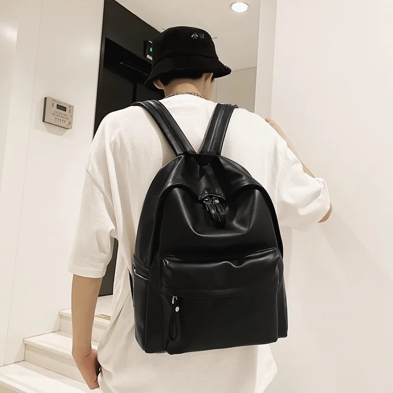 Backpack Female University Junior High School Bag Simple Solid Color Large Capacity Students Male and Female Backpack Wholesale