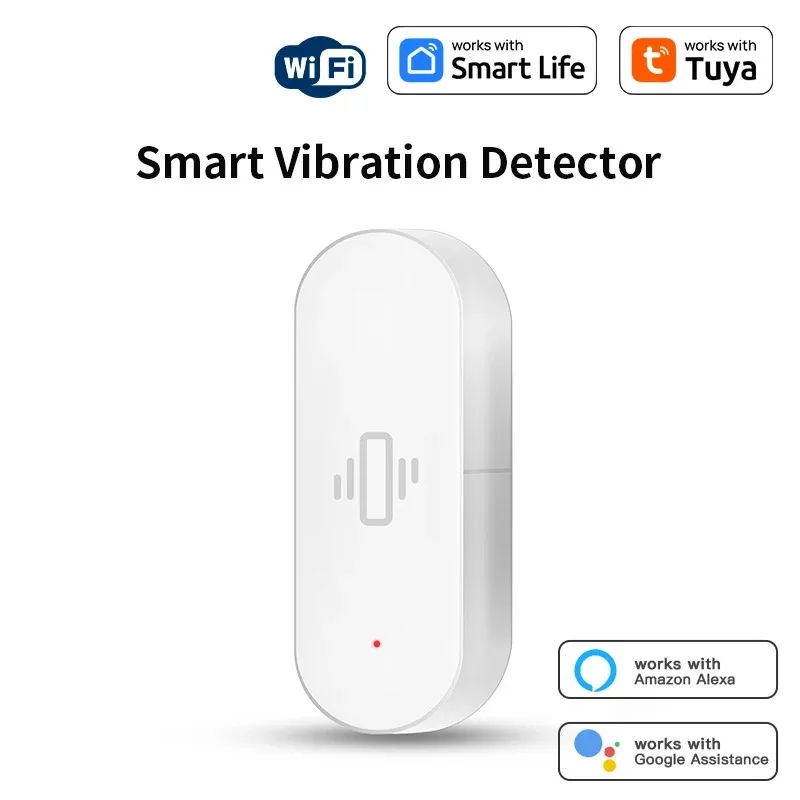 Tuya WiFi Smart Vibration Detector Sensor App Record Motion Shock Alarm Security Protection Monitor Work Alexa Google Home Voice