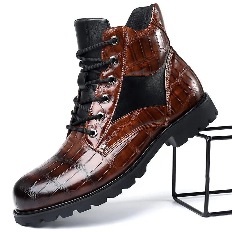 Spring Autumn Men Leather Boots Fashionable Mid Top EUR Size 38-48