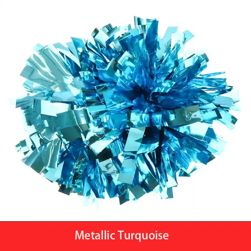 Hot Sale Sparkly Metallic Cheer Pom Poms Top Quality Teal Gold Silver Turquoise Baton Handle Team Spirit Sports Cheerleading Pom