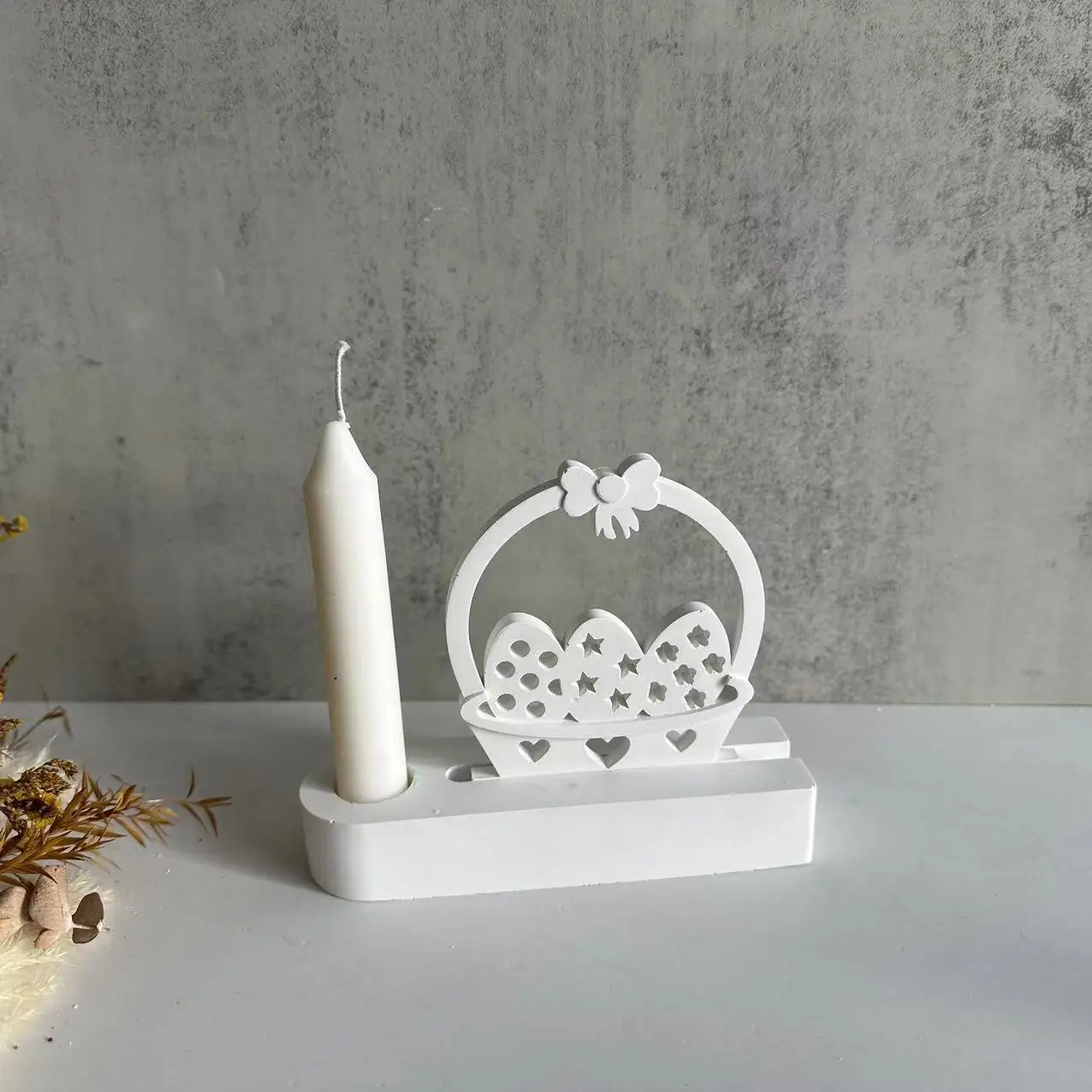 Easter Egg Flower Basket Silicone Mold Gypsum Resin Candlestick Spring Flower Butterfly Baking Molds Candle Holder Cement Mould