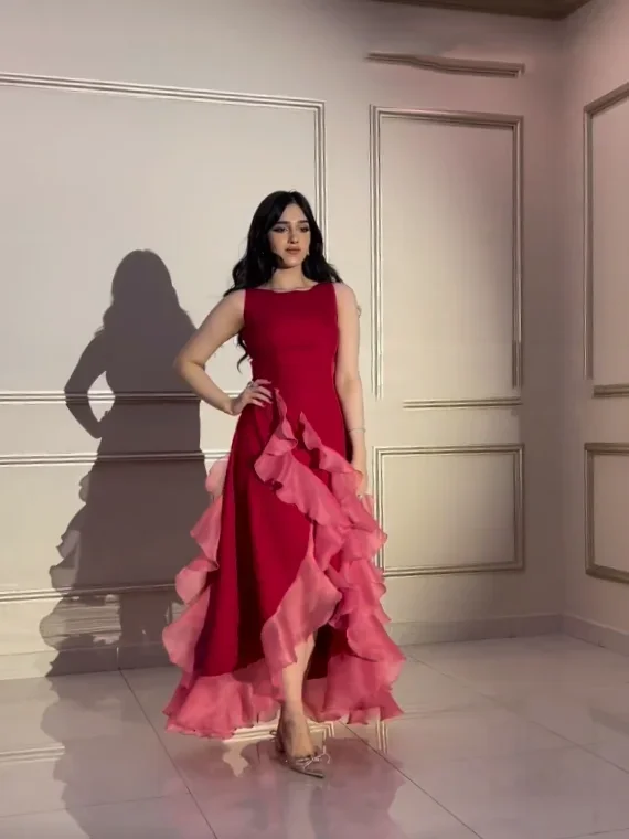 

Saudi Arabia Evening Dresses Ruffle Mermaid Red Elegant Princess Prom Dress Customized Formal Occasion Evening Party Gowns