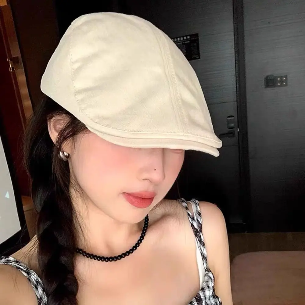 New Solid Color Beret Hats Painter Beret Breathable Washed Caps Cotton Forward Hat