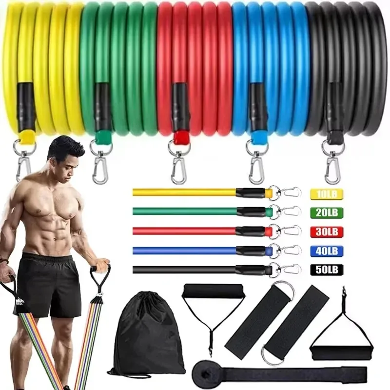 Enhanced Strength Training Fitness Bands with Door Anchor, Handles, and Ankle Straps