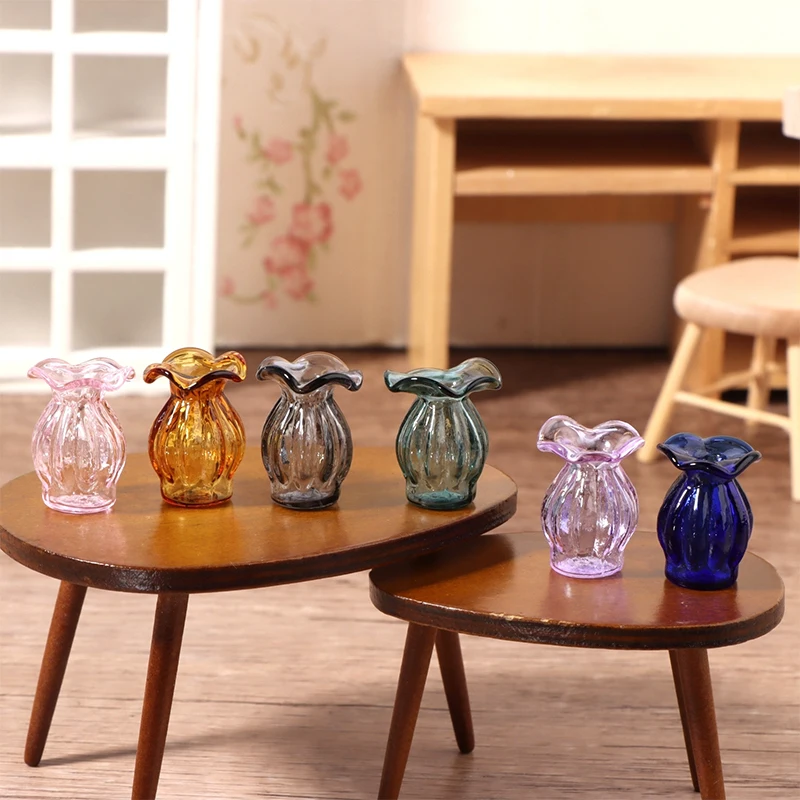 1:12 Dollhouse Miniature Glass Vase Flower Arrangement Flowerpot Storage Jar Garden Christmas House Decor