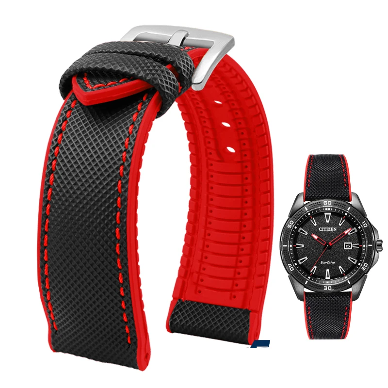 Premium Nylon-Silicone Waterproof Watch Strap for Men - 19mm, 20mm, 22mm Rubber Wrist Band Accessories