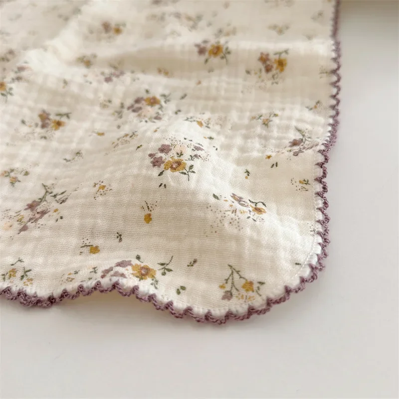 Four in a Set Cotton Gauze Baby Washcloth Towel Floral Ins Style Baby Bath Soft Square Towel Children Absorbent Handkerchiefs bath towel baby towel