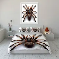 Ensemble de housse de couette à motif d'araignée 3D en fourrure, impression numérique, literie colorée en polyester avec fermeture à glissière, pour cadeaux pour enfants 3