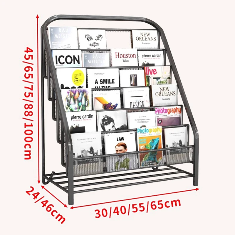 Wall-Mounted Magazine Rack Iron Book Display Shelf Kids Book Organizer Newspaper Holder Storage Stand Bedroom Furniture FYMR