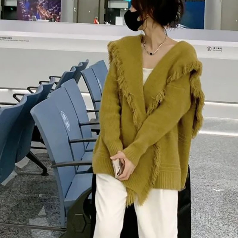 

Tassel Solid Sweater Cardigans Women Knitted Coats 2023 New Autumn Winter Vintage Top Korean Style Female Loose Knit Jackets