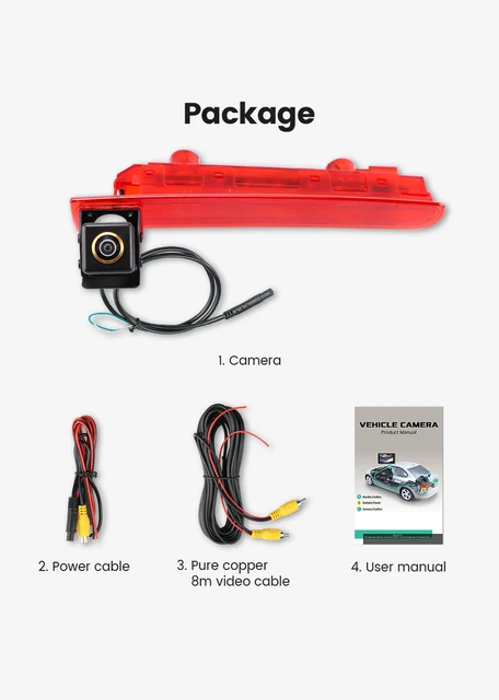 Caméra De Recul Avec Feu Stop Pour VW Transporter 2010 à 2015
