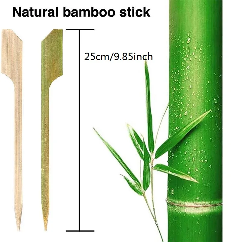 100pcs/bag 18cm-25cm Bamboo Paddle Skewers Kabob Skewer Fruit BBQ Sticks for Outdoor Grilling Restaurant Bar Cafe Supply Party