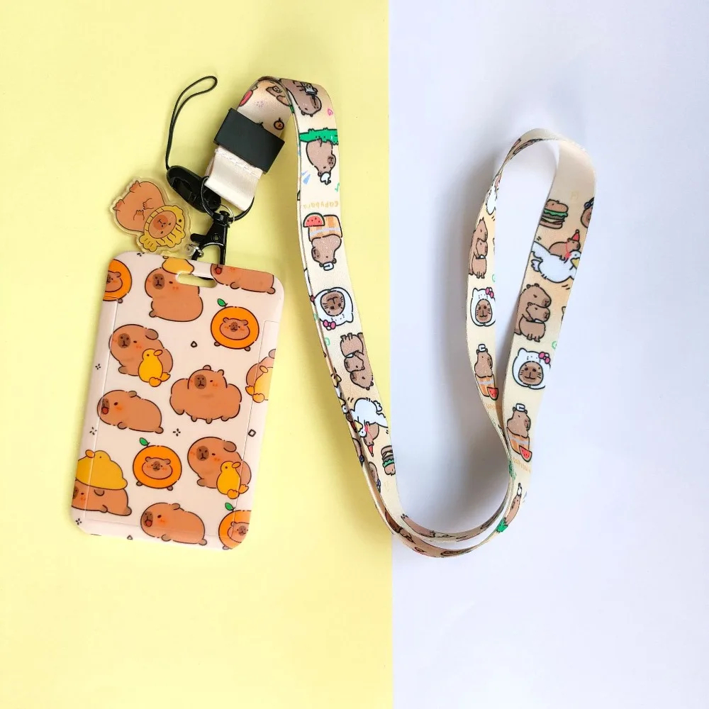 Card Holder Card Sleeve Cute New Capibala Cartoon Printing Slide Card Case Waterproof ABS Capibala Anti Loss Card Sleeve Student Cute Holder