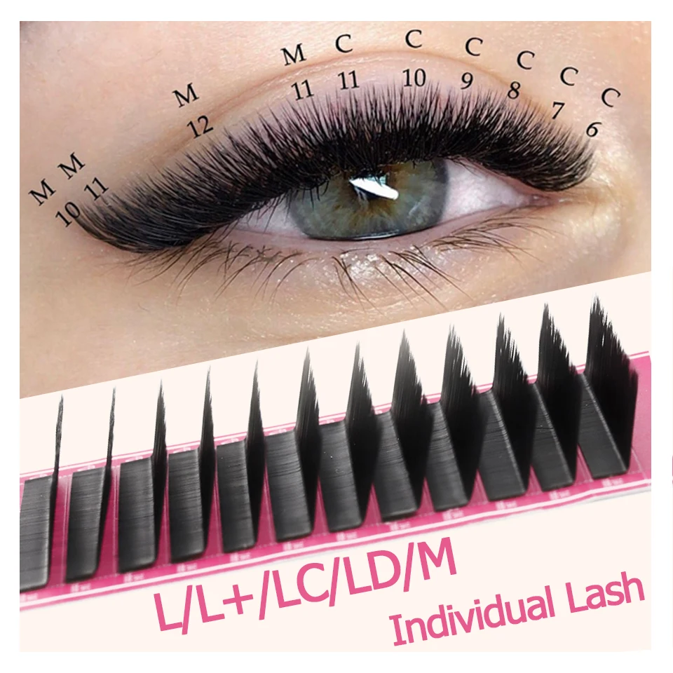 Rujade M LC L Curl Lash Extension MIX Matte Faux Mink Eyelashes Extension Individual Eyelashes LU L+ LD Makeup False Lash Cilios natuhana l l lc ld lu m n curl false mink lashes natural soft faux silk eyelashes matte black individual lu eyelashe extension