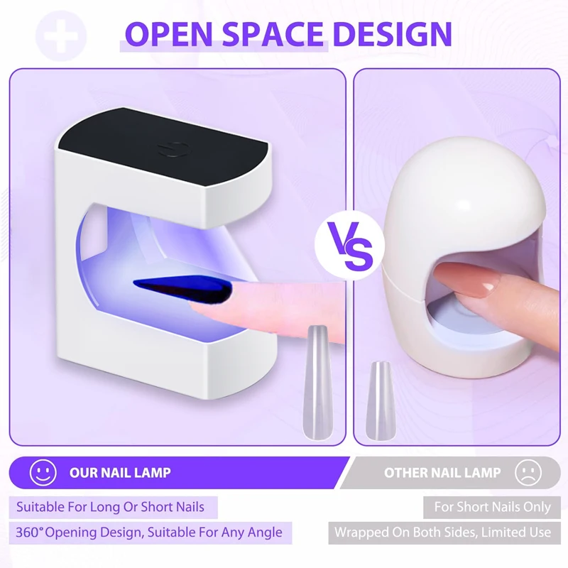 새로운 6 LED 네일 건조 램프 24W 미니 네일 건조기 UV 램프 매니큐어 기계 USB 케이블 젤 매니큐어 건조기 홈 여행 사용