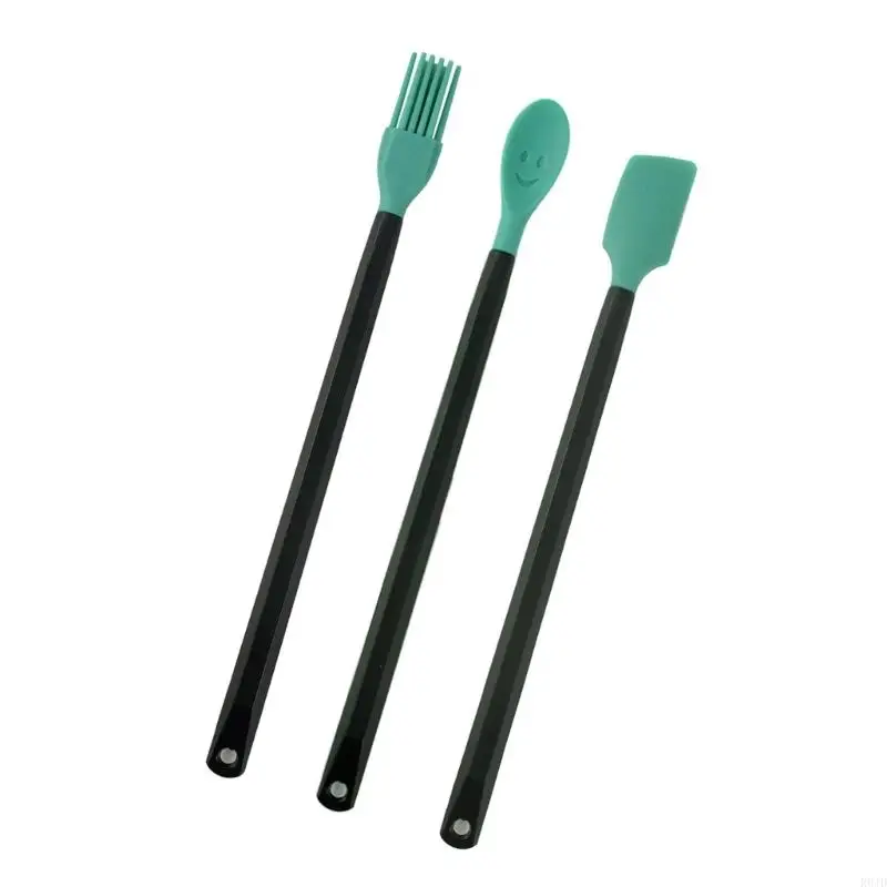 R0JD 3Pcs Small Silicone Spatulas Spoon Oil Brush Heat Resistant Baking Scraper Tools