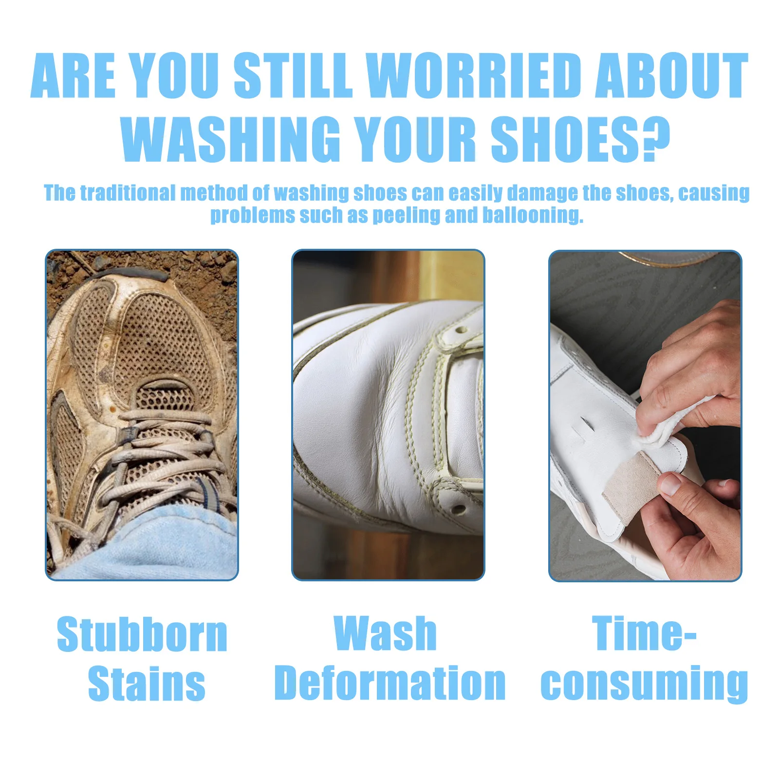 Foam Sneaker Cleaner Waterless Yellow Stain & Oxidization Remover for White Shoes No Scrub Quick-Dry Portable Spray